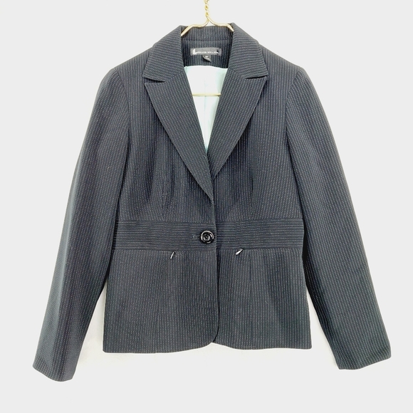 Larry Levine Pin Striped One button Zipped Pockets Suit Petite Blazer P6764 - Picture 1 of 7